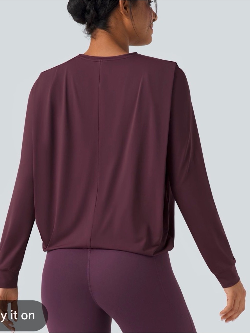 NWT HALARA Women's Round Neck Long Sleeve Ruched Yoga Sports Top